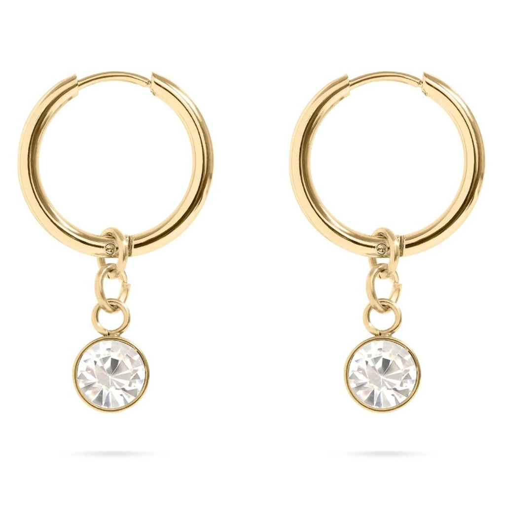 The Elise Drop Crystal Earrings, faceted crystal drop earrings from Garden District Jewelry — additional product photo.