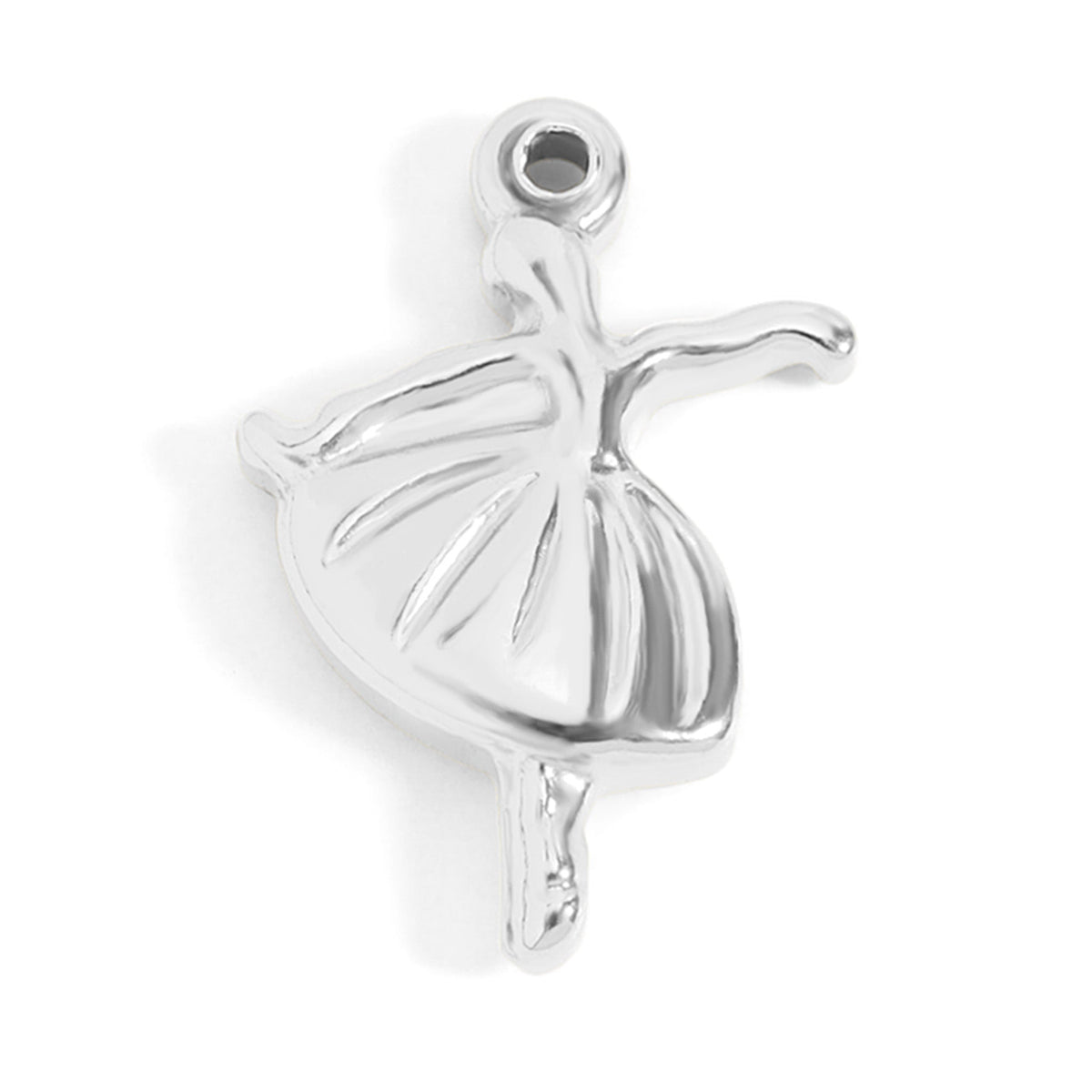 Silver ballerina dancer pendant on a white background