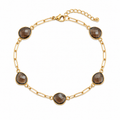 Chestnut Street Smoky Quartz Bracelet in gold, a paperclip chain bracelet with smoky brown crystal accents, from Garden District Jewelry.