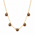 Chestnut Street Smoky Quartz Necklace in gold, a paperclip chain necklace with smoky brown crystal accents, from Garden District Jewelry.