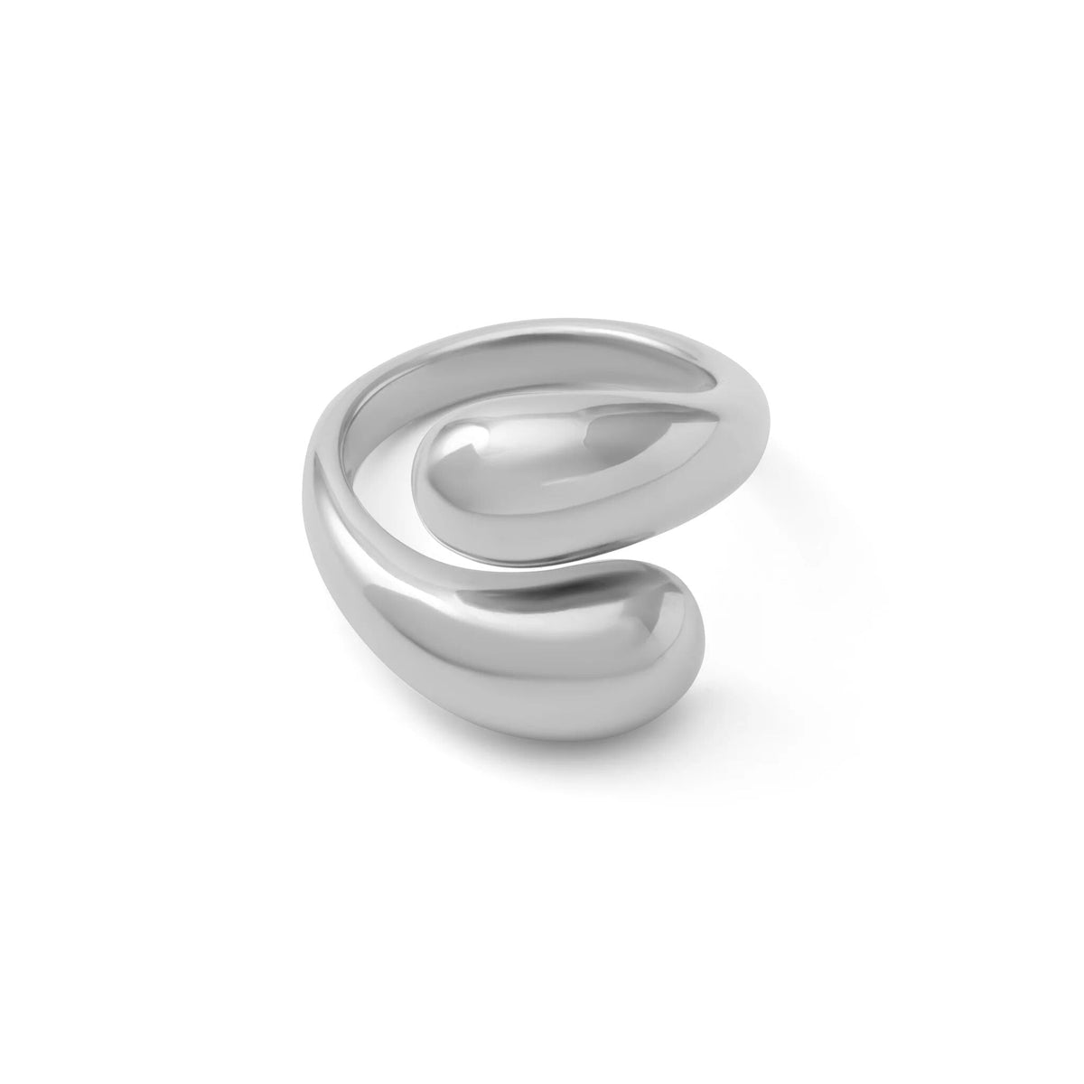 Crescent Silver Ring on white background.
