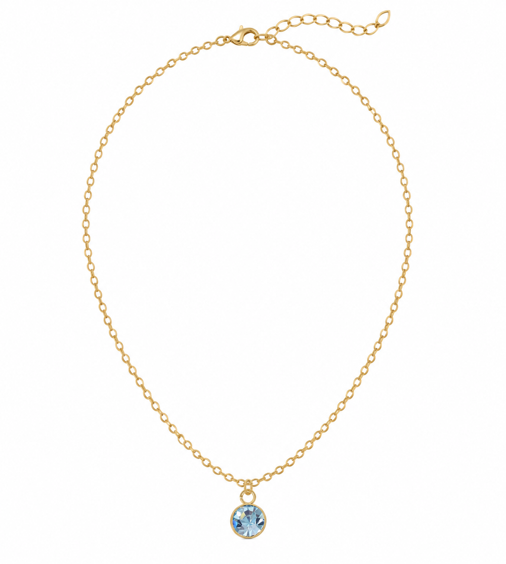 The Celeste Necklace, faceted crystal pendant necklace from Garden District Jewelry, product photo 7 of 8.