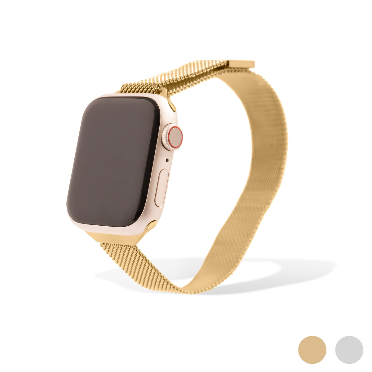 Garden Mesh Apple Watchband in gold, adjustable mesh smartwatch band