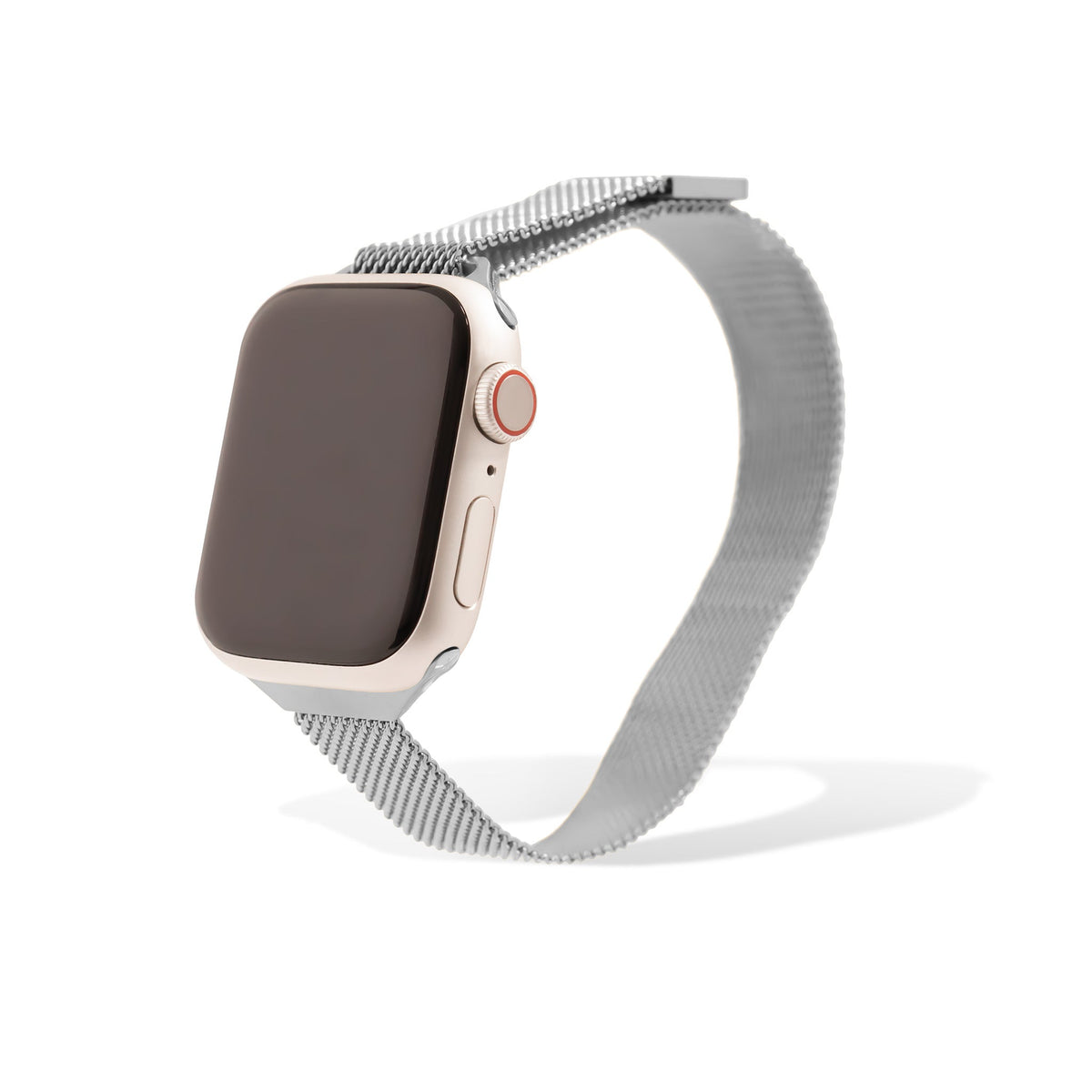 Garden Mesh Apple Watchband in silver, adjustable mesh smartwatch band