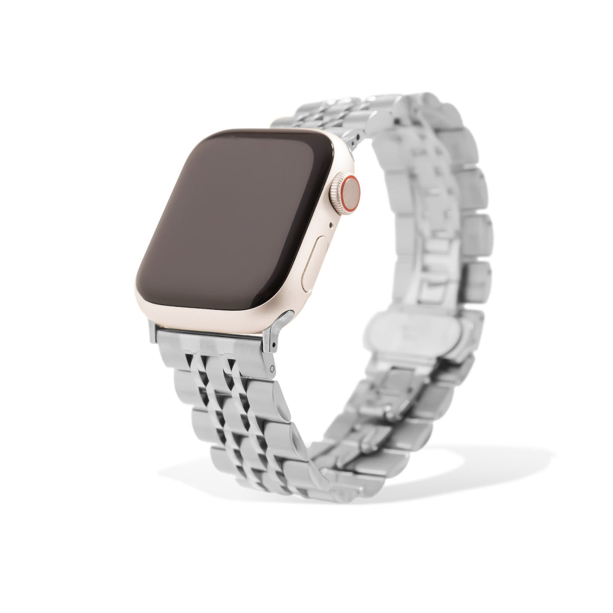 Slim Garden Link Apple Watchband in silver, five-link jubilee-style smartwatch band