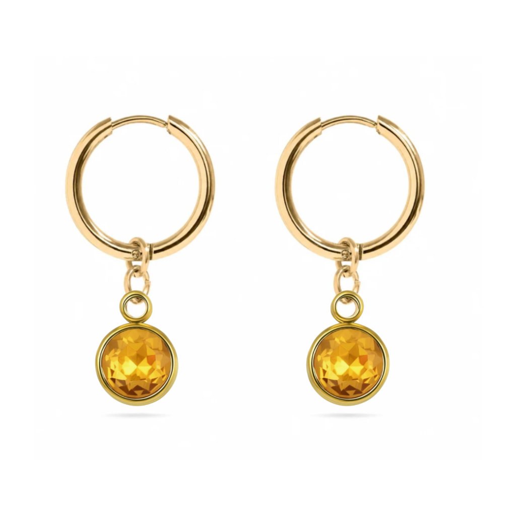 The Elise Drop Crystal Earrings, faceted crystal drop earrings from Garden District Jewelry — additional product photo.