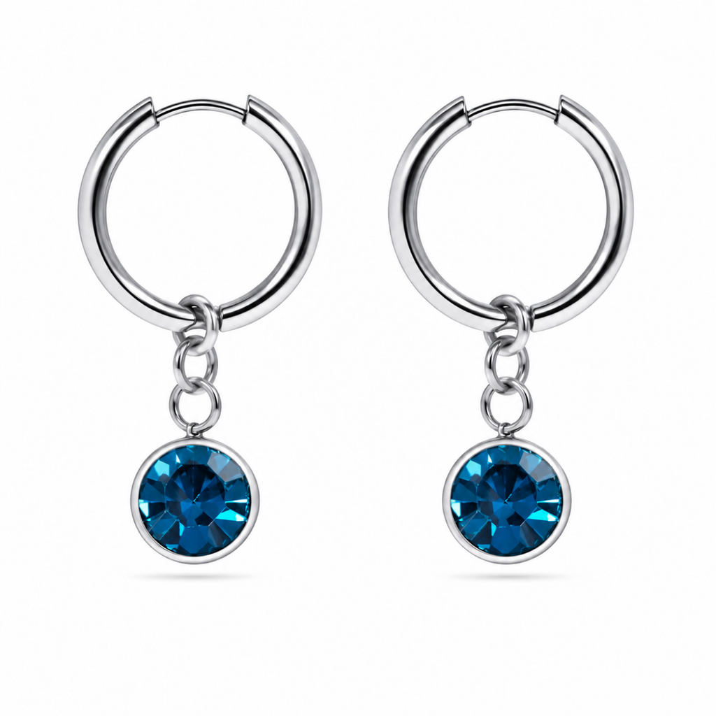 The Elise Drop Crystal Earrings, faceted crystal drop earrings from Garden District Jewelry — additional product photo.