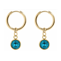 Elise Drop Crystal Earrings in Commander's Blue with gold hoop, from Garden District Jewelry's game day collection
