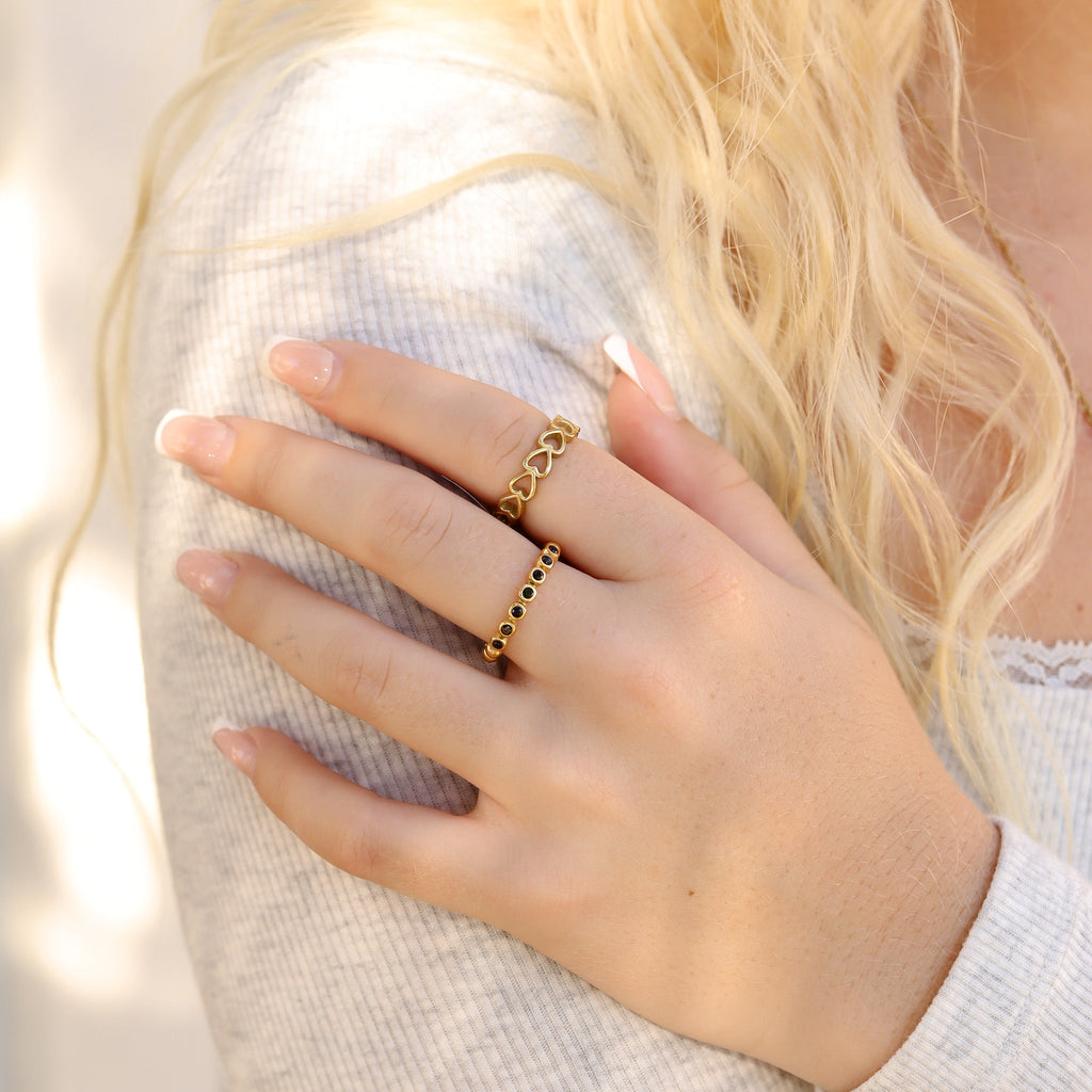 Black Stone Stacking Ring stacked