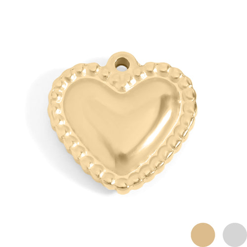 Gold Beaded Trim Heart Charm