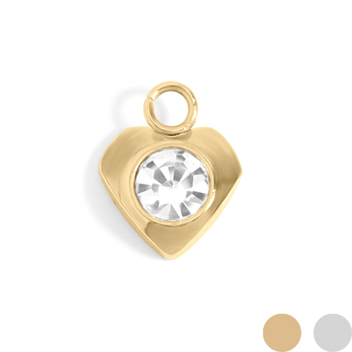 Gold Heart CZ Charm
