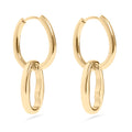 Gold hoop earrings on a white background