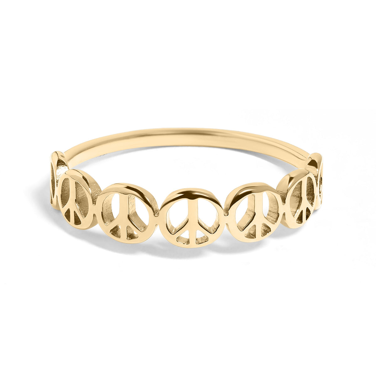 Gold peace sign stacking ring