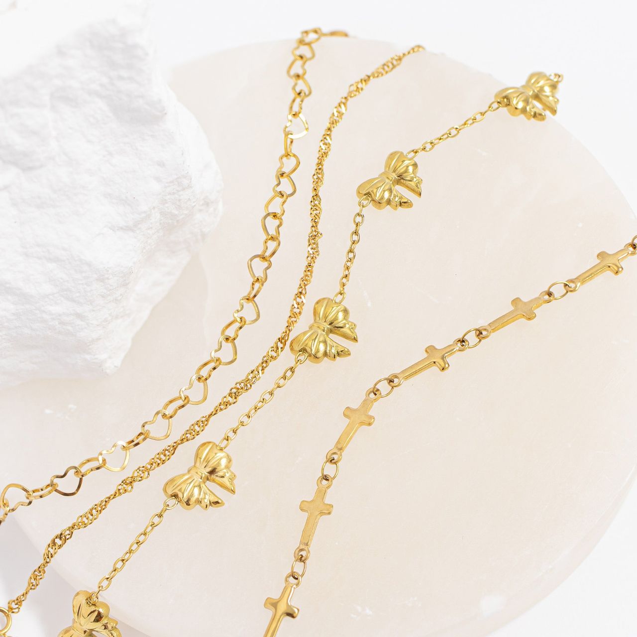 Cathedral Cross Charm Chain Necklace
