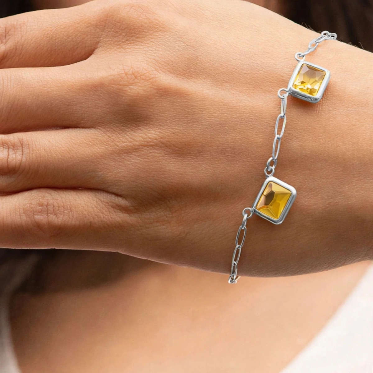 Chestnut Collection Honey Crystal Bracelet, additional product photo showing the honey-toned crystal accents.