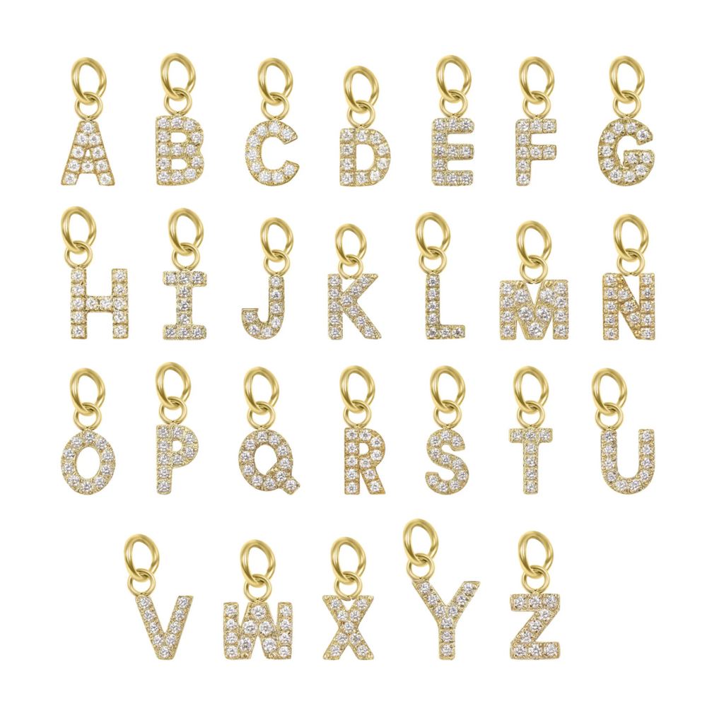 Gold and silver initial letter charms on chain necklaces