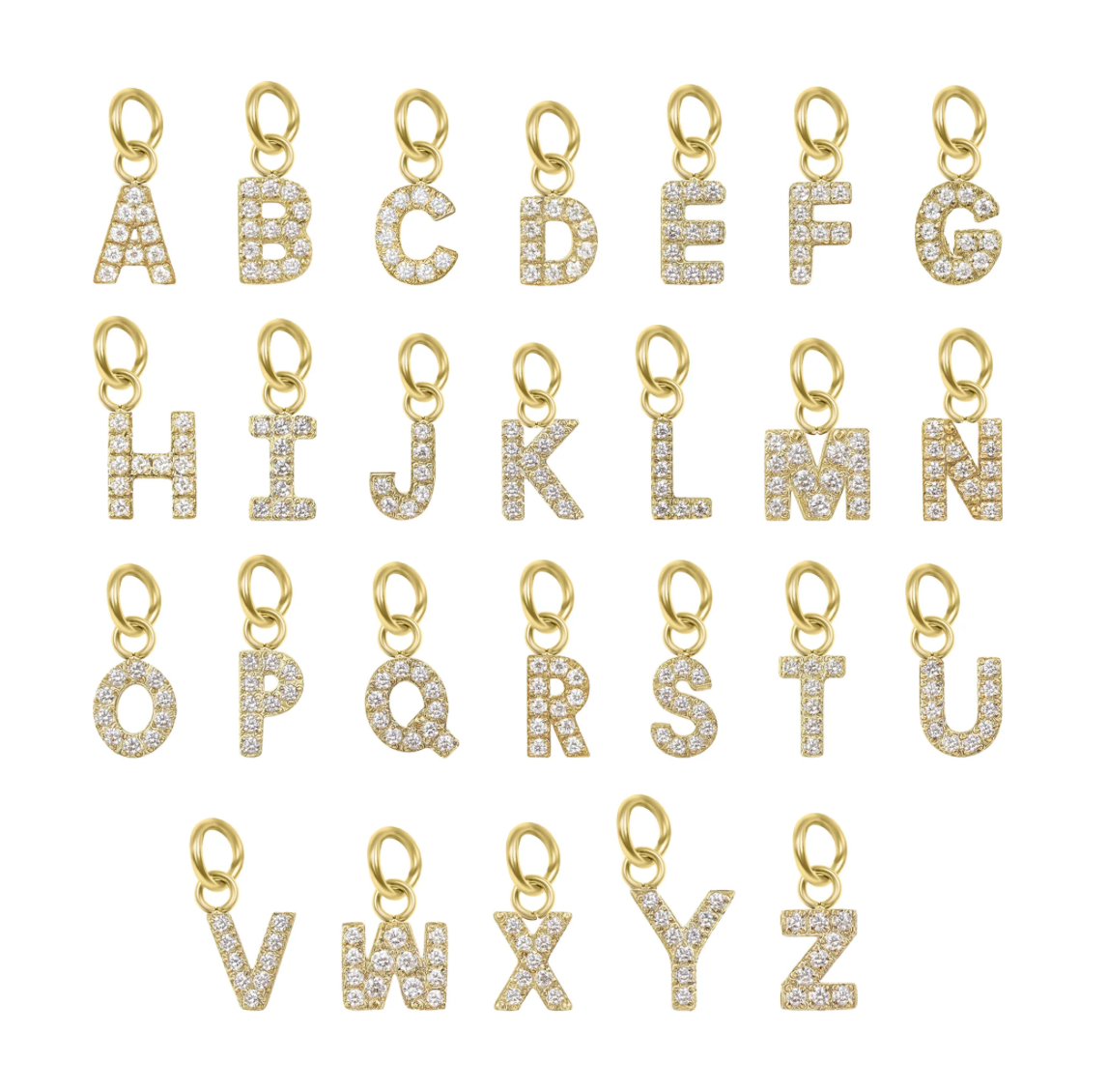 Gold and silver initial letter charms on chain necklaces