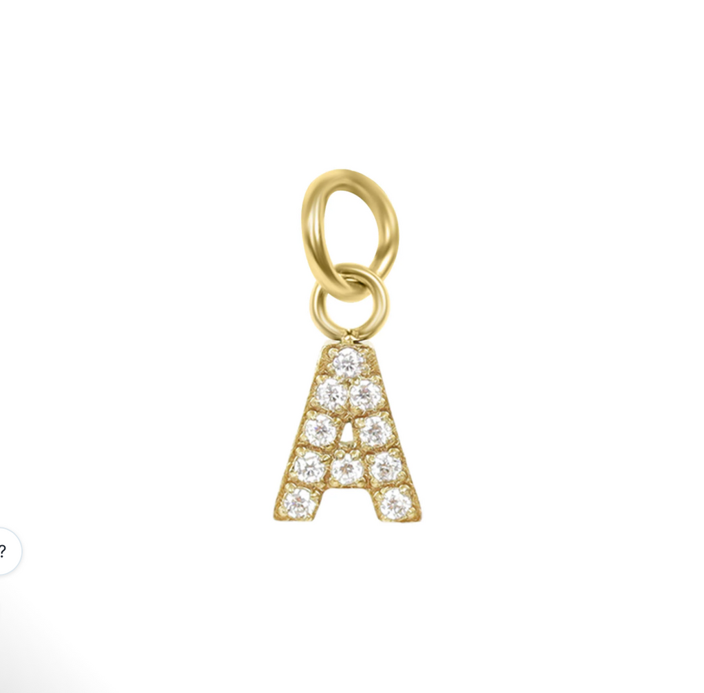 Full A-to-Z set of pavé CZ initial letter charms