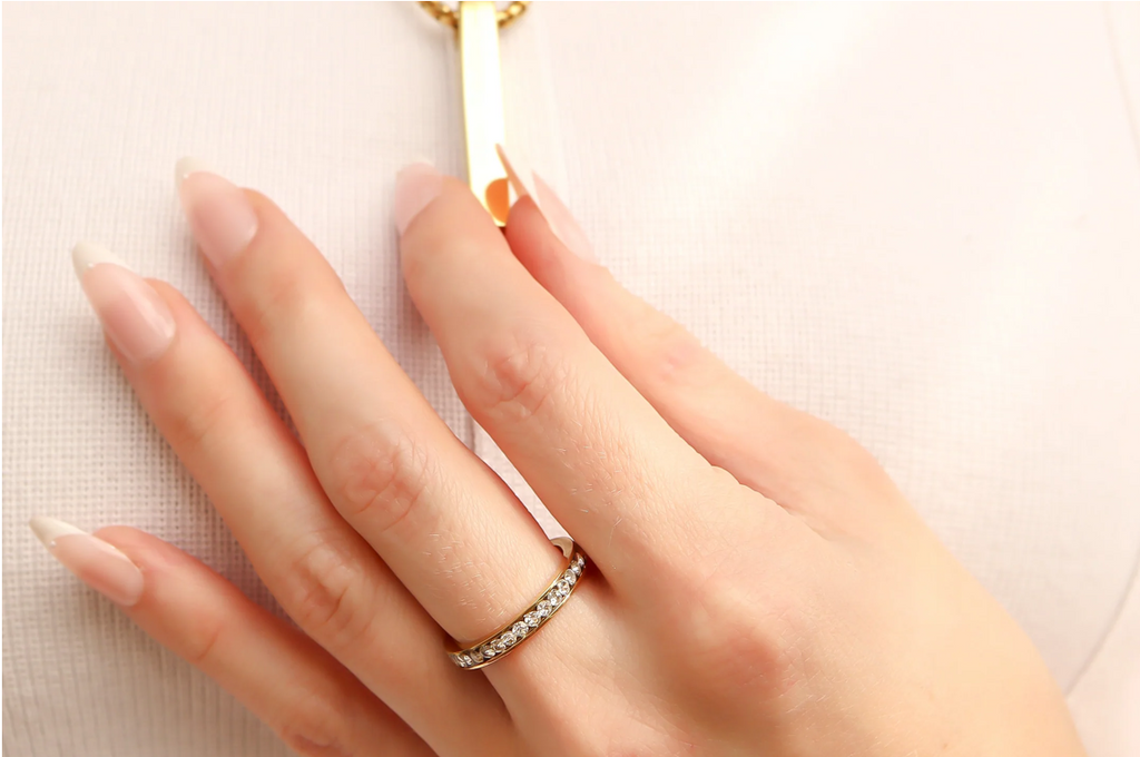The Everly Infinity Stack Ring, faceted crystal stacking ring from Garden District Jewelry, product photo 2 of 18.