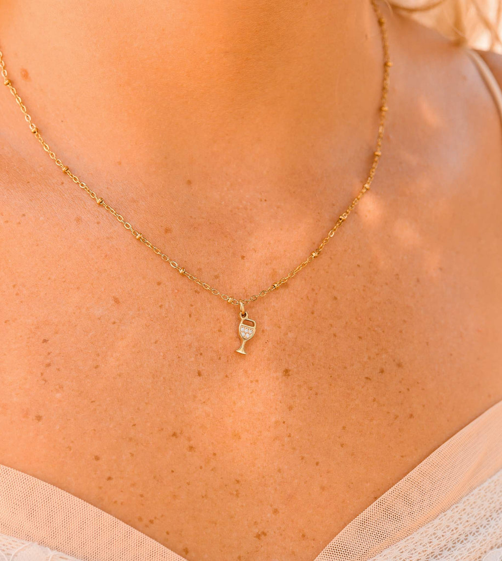 CZ Wine Glass Charm close-up detail