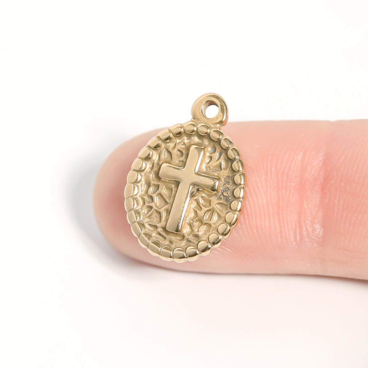 Textured Medallion Cross Charm additional detail