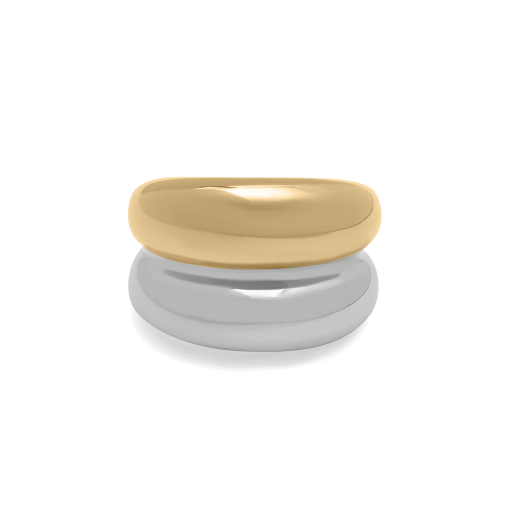 Mixed metal side by side ring, front view