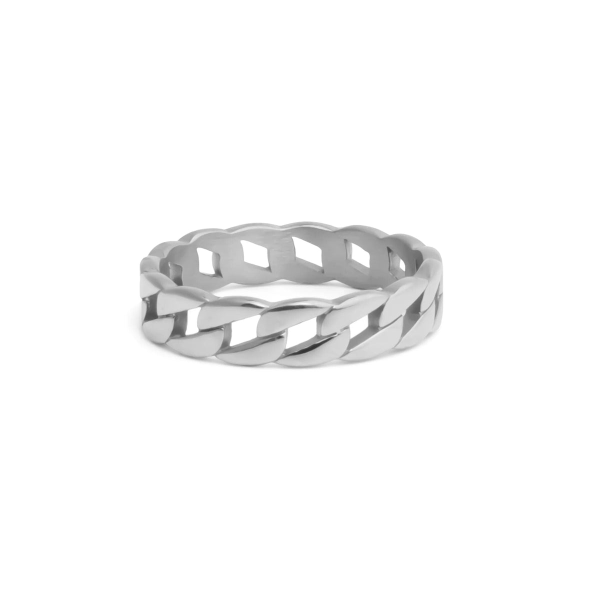 Coliseum Curb Chain Stacking Ring - Silver