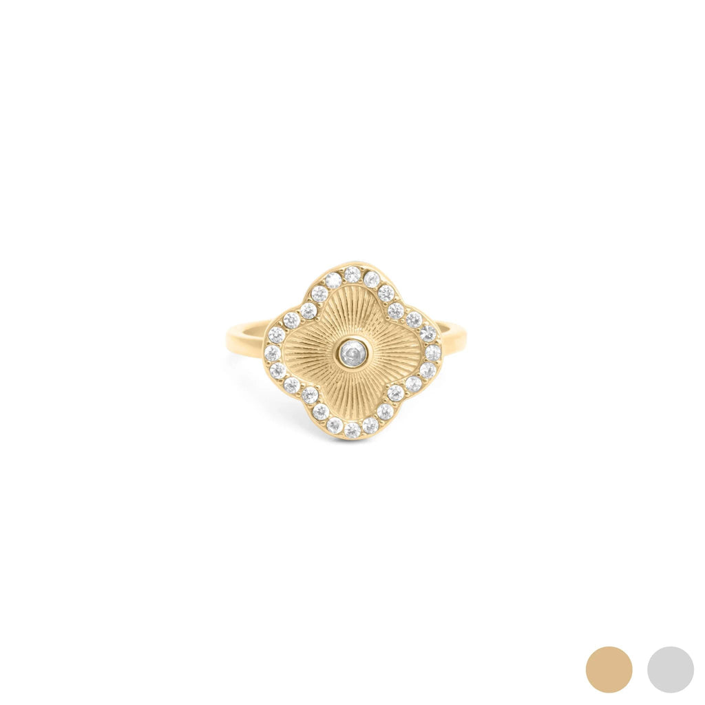 Gold floral motif stacking ring