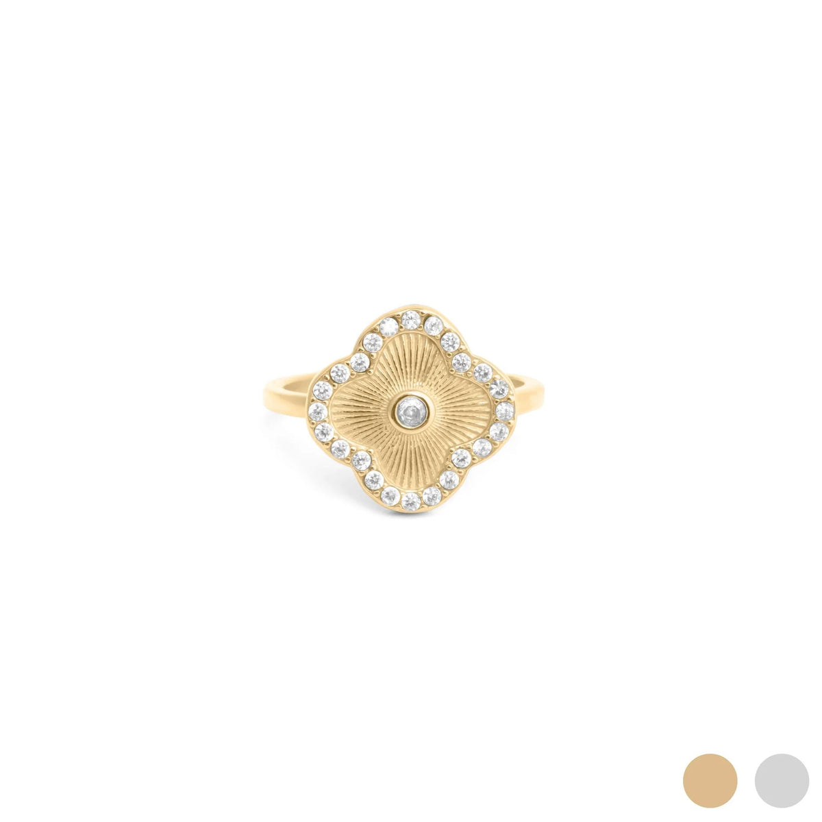 Gold floral motif stacking ring