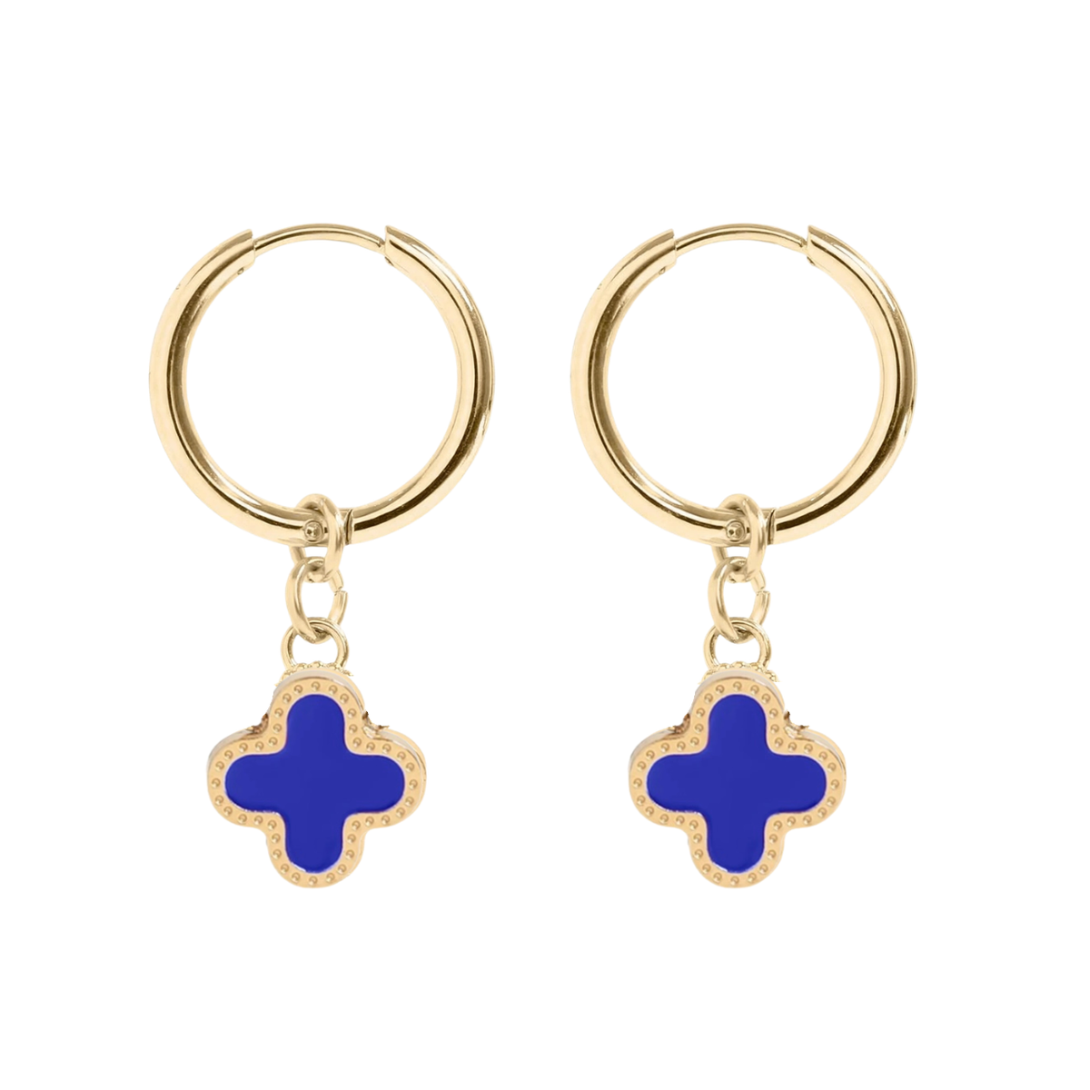Maeve Clover Earrings with blue clover charms, from Garden District Jewelry's Irish Channel Collection