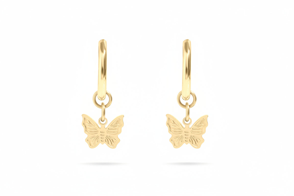 Butterfly huggie hoop earrings, gold