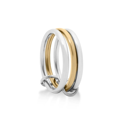 Camp Street Mixed Metal Triple Intertwined Ring, a two-tone gold and silver ring from Garden District Jewelry — product photo 1 of 4.