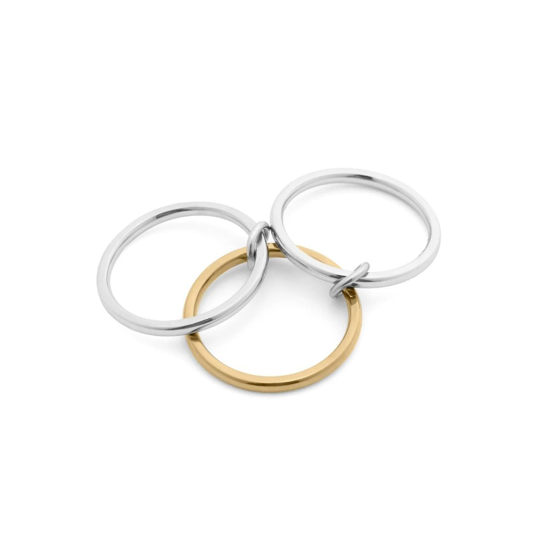 Camp Street Mixed Metal Triple Intertwined Ring, a two-tone gold and silver ring from Garden District Jewelry — product photo 3 of 4.