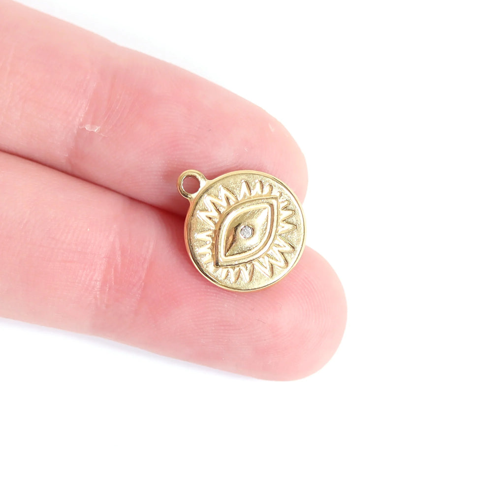 Evil Eye Sun Charm in Gold or Silver