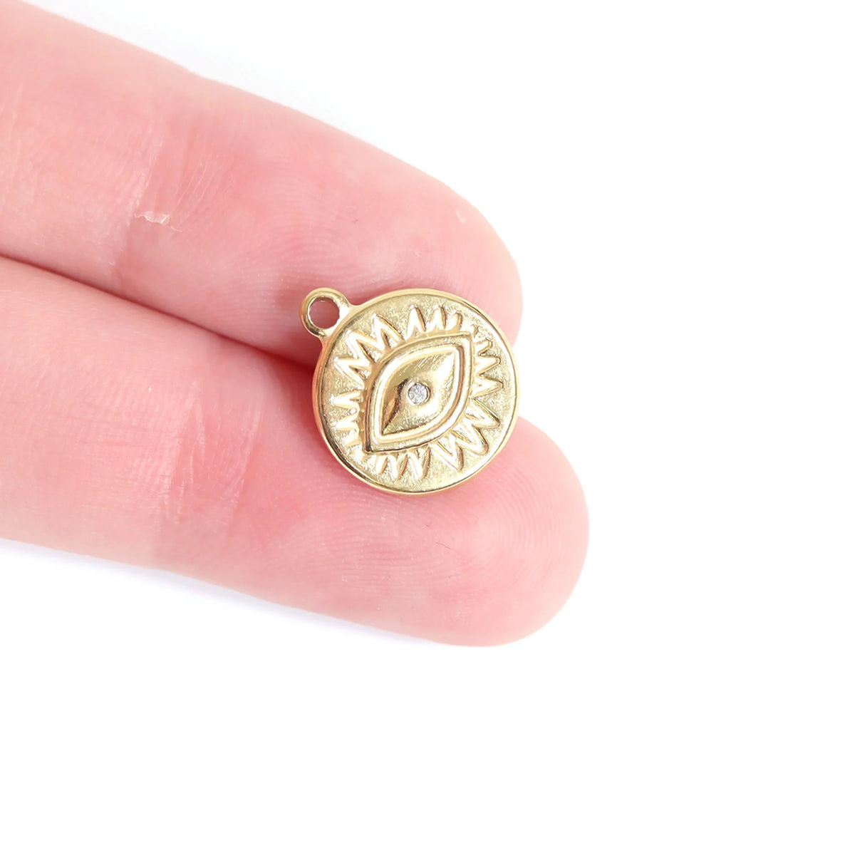 Evil Eye Sun Charm in Gold or Silver