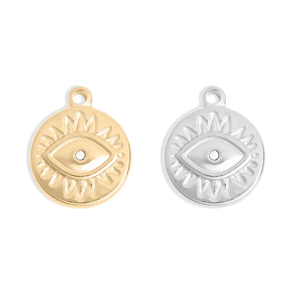 Evil Eye Sun Charm in Gold or Silver
