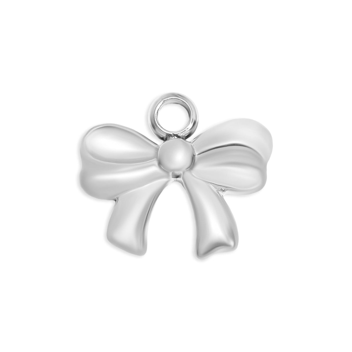 Ribbon Bow Charm in Silver