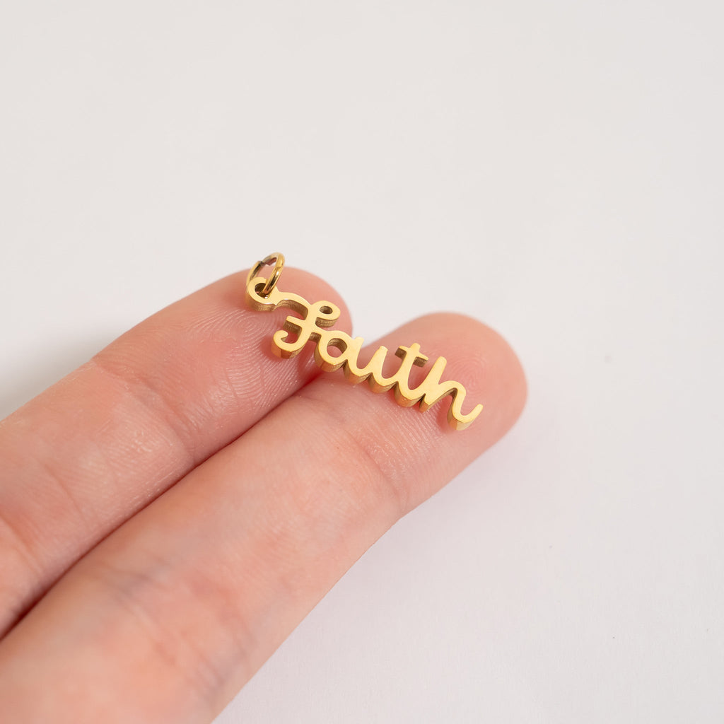 Gold Faith Charm size reference