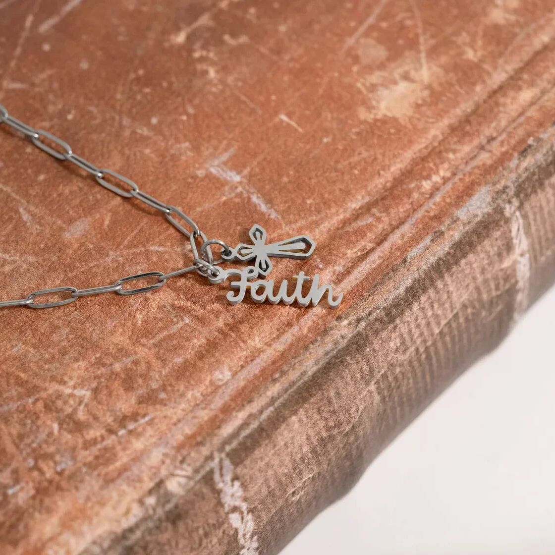 Silver Faith Charm studio shot