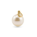 Gold pendant with a pearl on a white background