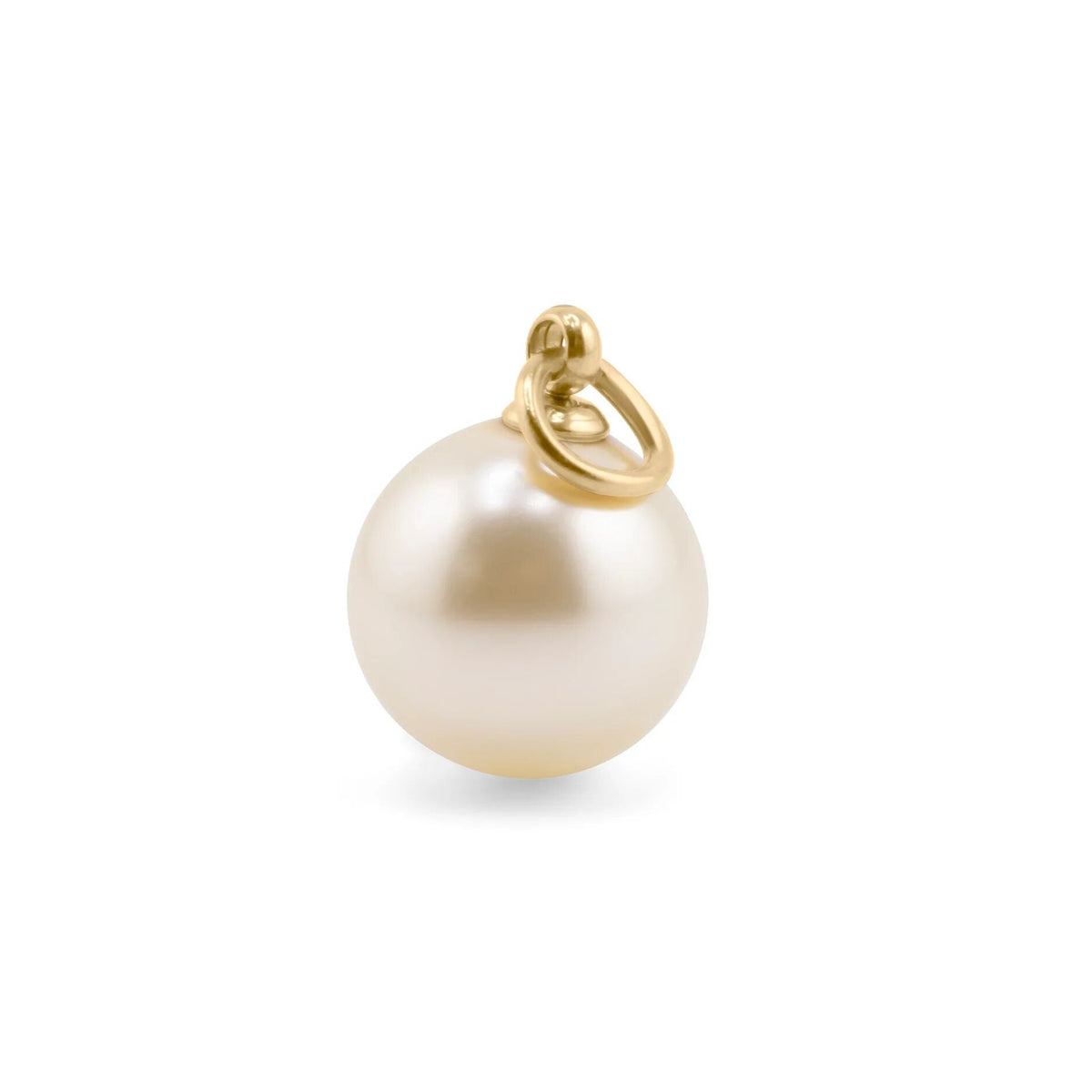 Gold pendant with a pearl on a white background