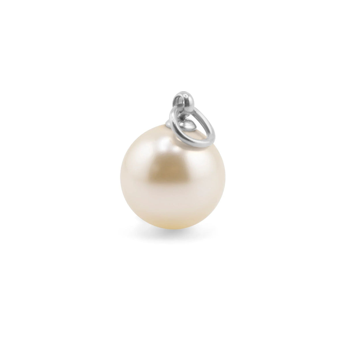 Pearl pendant with silver bail on a white background