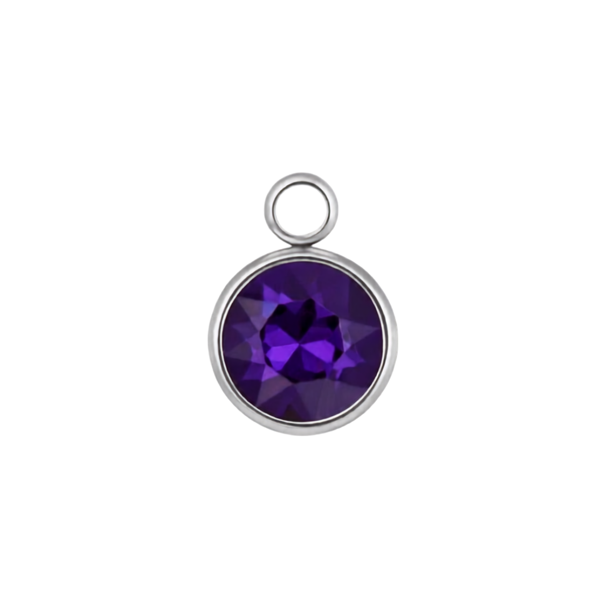 Iris Purple Crystal Charm in Silver