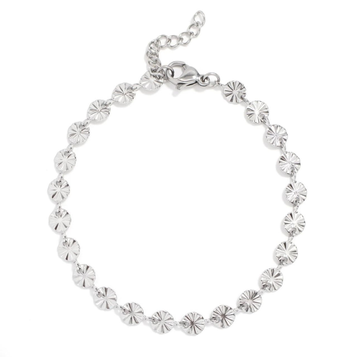 The Mayfair Bracelet, a gold disc-link chain bracelet from Garden District Jewelry, additional product photo.