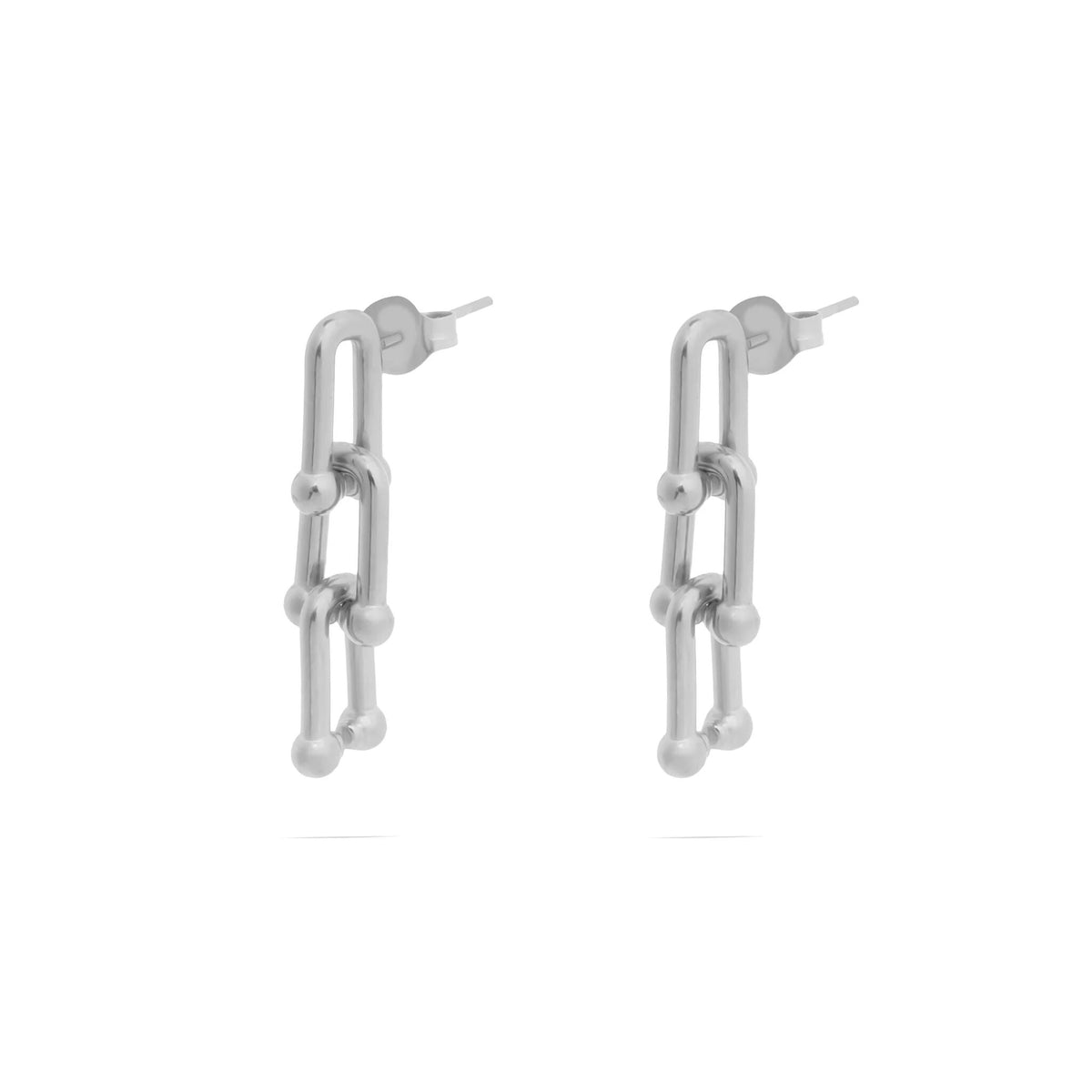 Stainless Steel Thin U-Lock Chain Earrings