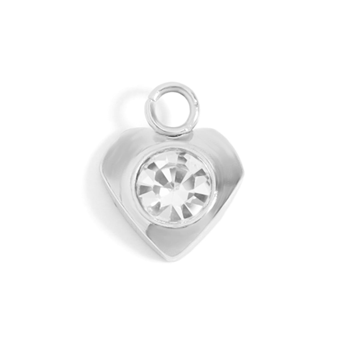 Silver Heart CZ Charm