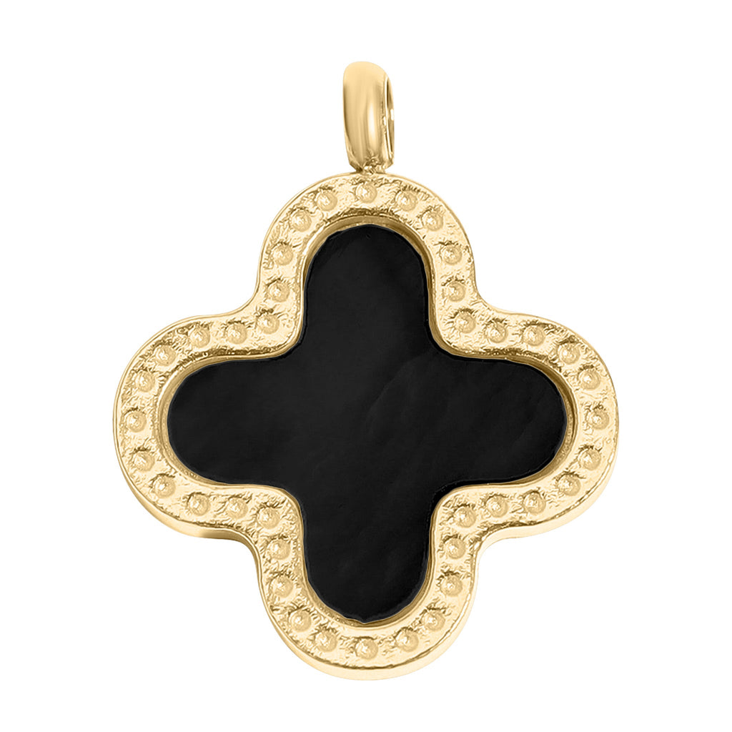 Black and Gold Clover Charm