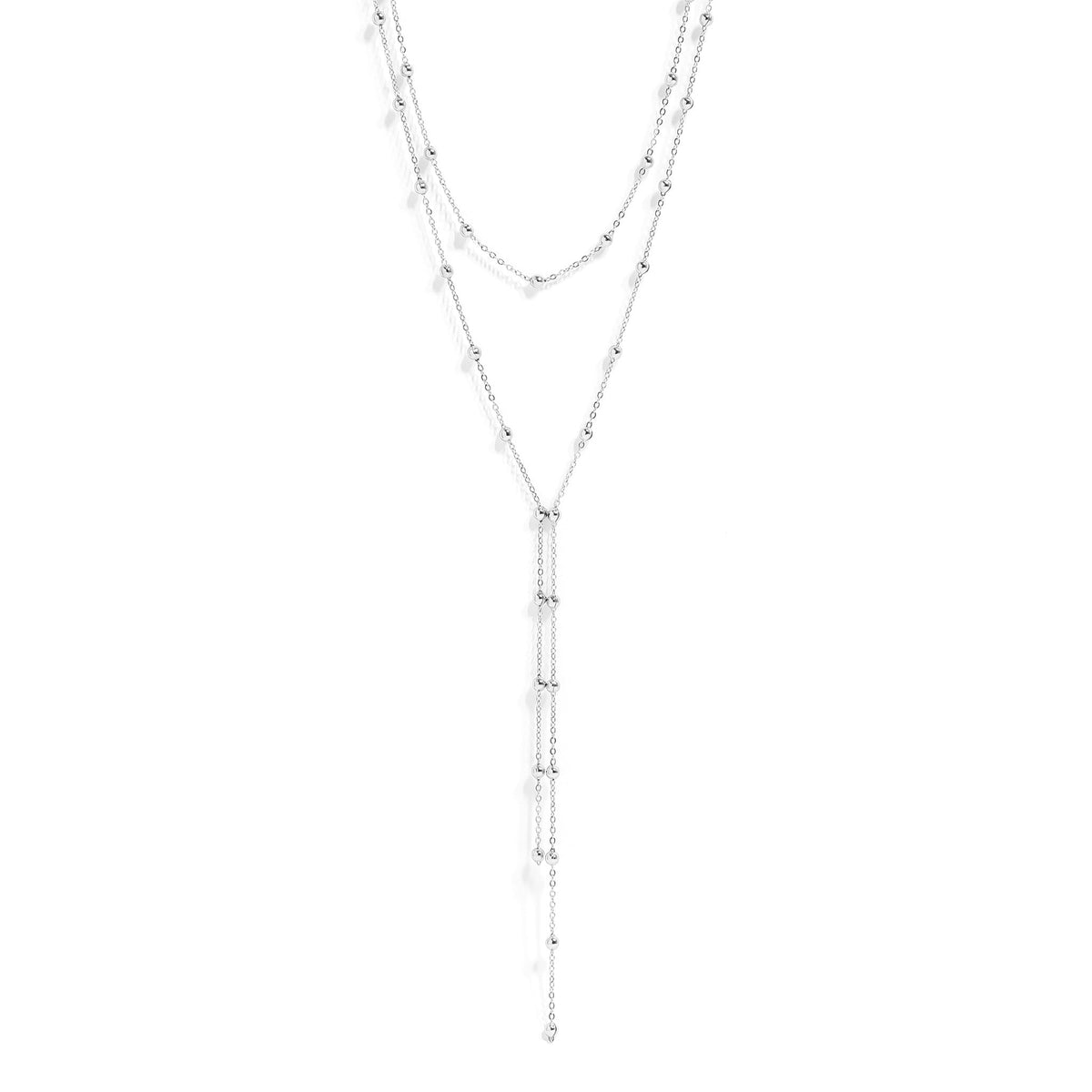 Double satellite lariat necklace in stainless