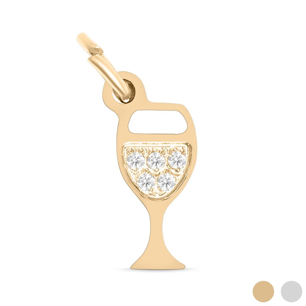 Gold CZ Wine Glass Charm