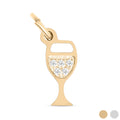 Gold CZ Wine Glass Charm